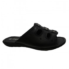 Papuc modern, din piele naturala, neagra, cu talpa joasa (Culoare: NEGRU, Marime: 36) foto