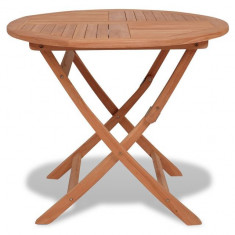 Masa pentru exterior rotunda lemn de tec solid foto