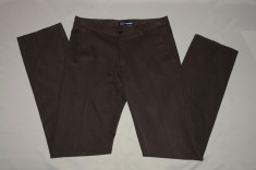 Pantalon simplu, clasic, de culoare maro, din material de bumbac foto