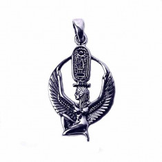 Pandantiv egiptean argint Zeita Isis cu hieroglife foto