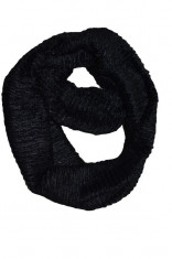 Esarfa circulara de iarna din blanita sintetica de culoare neagra (Culoare: NEGRU) foto