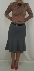 Fusta midi, in clin, model simplu, disponibila in nuante de negru, gri (Culoare: NEGRU, Marime: 38) foto