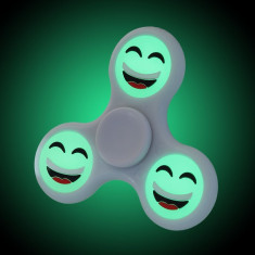 Jucarie interactiva Spinner Fidget, emoji fosforescente, alb foto