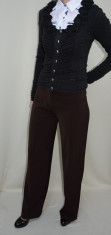 Pantalon rafinat, nuanta de maro, design simplu fin (Culoare: MARO, Marime: 54) foto