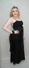Rochie de seara lunga, neagra, cu bretele subtiri si spatele gol (Culoare: NEGRU, Marime: 36) foto
