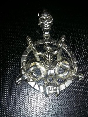 Pandantiv Colier Vintage/pentagrama craniu punk gothic UNICAT,Transp.GRATUIT foto