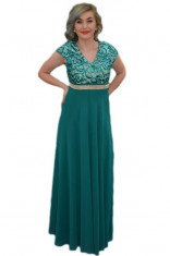 Rochie eleganta, lunga, de culoare verde, cu model din paiete (Culoare: VERDE, Marime: 42) foto