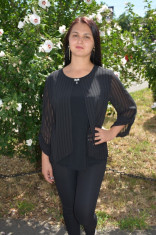 Bluza de dama eleganta, nuanta de negru, cu maneca trei-sfert (Culoare: NEGRU, Marime: 44) foto