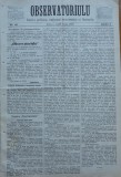 Ziarul Observatorul ; Politic , national si literar , an 1 ,nr. 48 , Sibiu ,1878