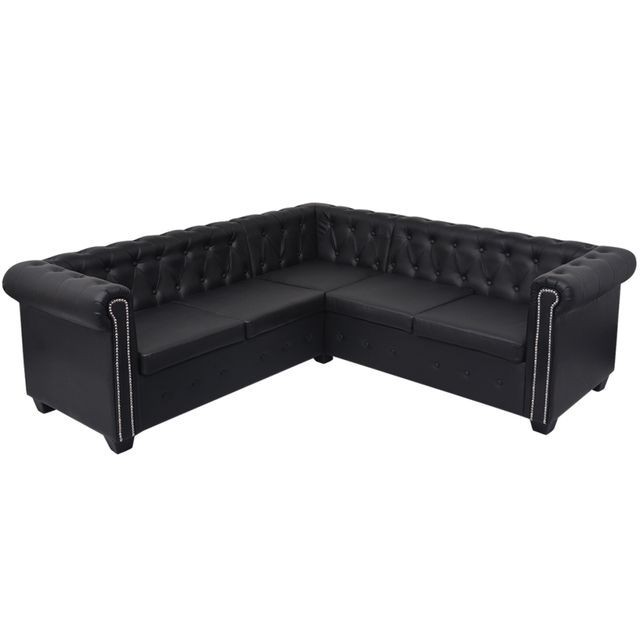 Canapea Chesterfield din piele artificiala 5 locuri, maro foto mare Canapea Chesterfield din piele artificiala 5 locuri, maro foto mare