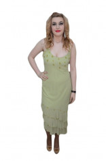 Rochie asimetrica de ocazie, culoare verde, cu volanase late (Culoare: VERDE, Marime: 36) foto