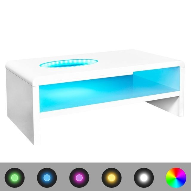 Masu?a de cafea cu LED-uri lucioasa, alb, 105 x 55 x 42 cm foto mare Masu?a de cafea cu LED-uri lucioasa, alb, 105 x 55 x 42 cm foto mare