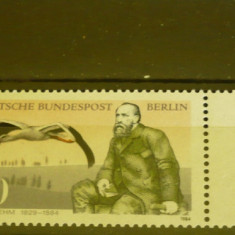 GERMANIA (BERLIN) 1984 – ZOOLOG A.E.BREHM, PASARI BARZA, timbru MNH, R13