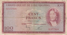 Luxembourg 100 Francs 8.09 1963 P.52a F foto