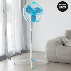 Ventilator cu Picior Albastru cu Elice de Cauciuc EVA Oh My Home 45W foto