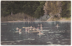 #-2200- Romania, Baile Sovata carte postala circulata 1912: Strandul, animat foto