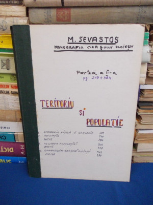 M. SEVASTOS - MONOGRAFIA ORASULUI PLOESTI , EXTRAS : TERITORIU SI POPULATIE,1937 foto