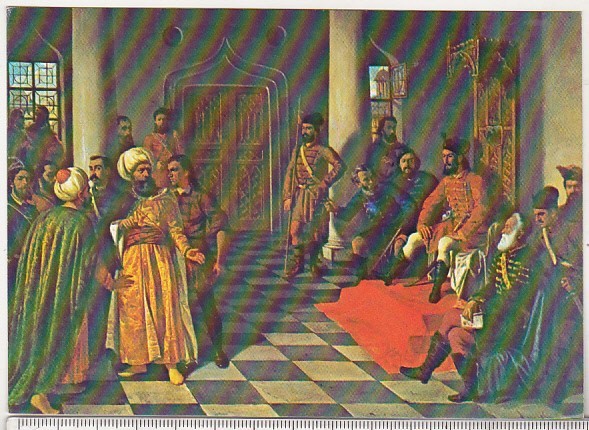 bnk cp Th Aman - Vlad Tepes si solii turci - necirculata - marca fixa