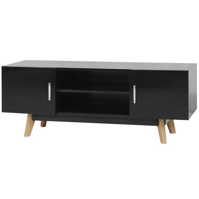 Comoda TV cu suprafa?a lucioasa din MDF 120x40x46 cm, Neagra foto mare Comoda TV cu suprafa?a lucioasa din MDF 120x40x46 cm, Neagra foto mare