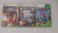 LOT 3 Jocuri - Minecraft - GTA IV - Tomb Raider - XBOX 360 [Second hand] foto