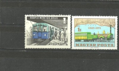 Ungaria 1970/71 - TRANSPORT FEROVIAR, METROU SI TREN, 2 timbre stampilate, R18 foto