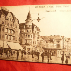 Ilustrata clasica Oradea Mare - Piata Unirii,Ed. Kadar , Budapesta