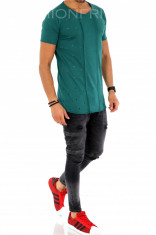 Tricou slim fit SUPREME verde - tricou barbati - tricou fashion - A1503 P16-4 foto