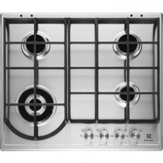 Plita incorporabila pe gaz Electrolux EGH6343BOX, 60 cm, 4 arzatoare, arzator tripla coroana, aprindere electrica integrata, inox foto