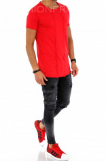 Tricou slim fit SUPREME rosu - tricou barbati - tricou fashion - A1504 N6-4 foto