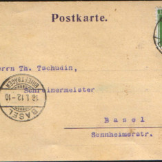 Elvetia - CP circulata in 1912 - Mi.113 typ II-timbru verde 5c,1910 - 2/scanuri