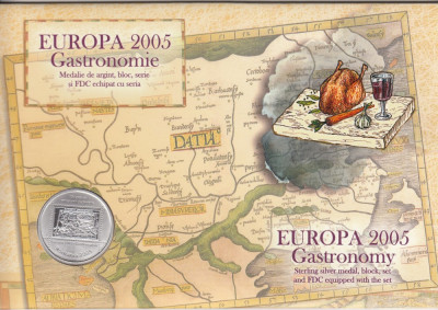 2005 LP 1683 EUROPA 2005 - GASTRONOMIE MAPA FILATELICA CU MEDALIE DE ARGINT foto