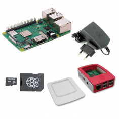 Pachet Raspberry Pi 3 Model B + cu Alimentator de 2.5 A, 5.1 V, Carcas&amp;amp;#259; Alb cu Ro&amp;amp;#x219;u &amp;amp;#x219;i Card MicroSD de 16 GB cu NOOBs Original foto