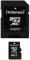 Card de memorie Intenso 3413490, microSDXC, 64GB, Clasa 10 + Adaptor SD foto