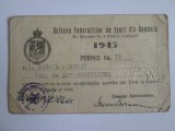 Raritate! Permis regalist U.F.S.R. din 1945,reporter Soc.de Radiodifuziune