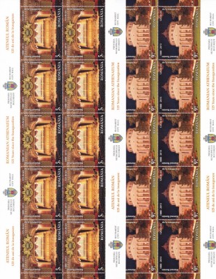 2013 LP1968 a ATENEUL ROMAN-125 DE ANI DE LA INAUGURARE MINICOLI 10 TIMBRE MNH foto