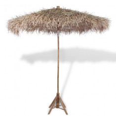 Umbrela din lemn de bambus ?i acoperi? din frunze de bananier 270 cm foto