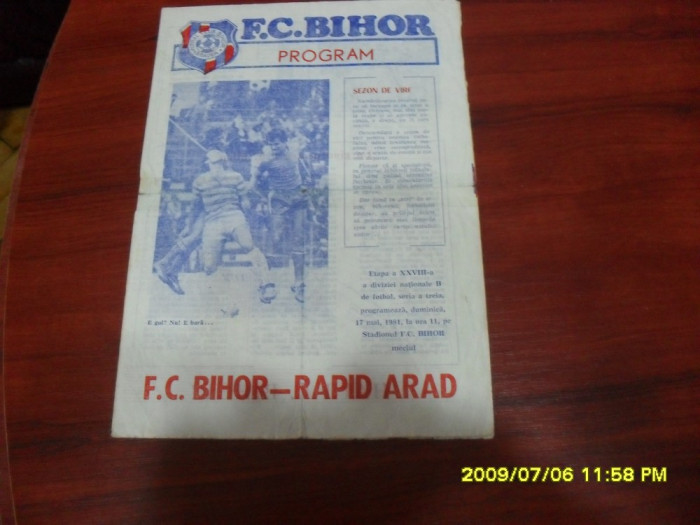 program FC Bihor - Rapid Arad