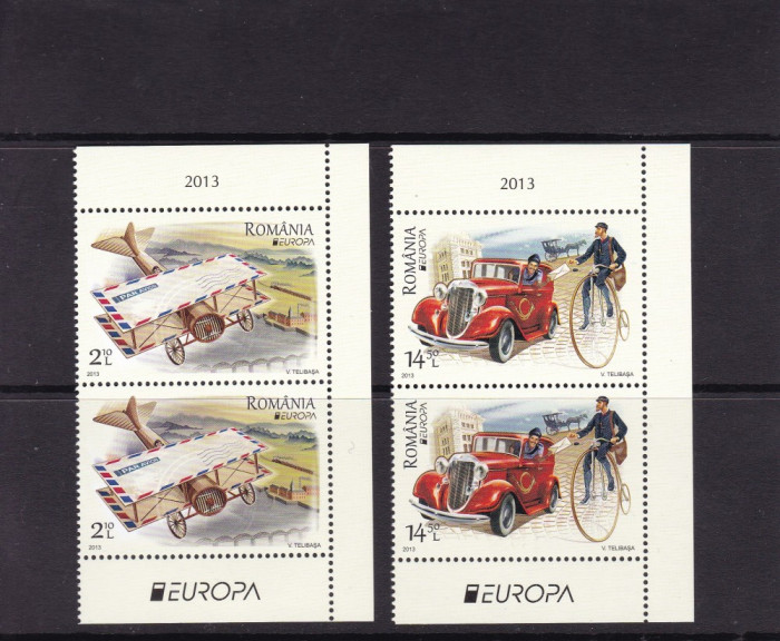 ROMANIA 2013 LP 1979 EUROPA VEHICULE POSTALE PERECHE SERII MNH