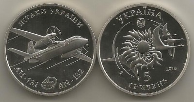 UCRAINA 5 HRIVNE 2018 - AVIATIE : AVION AN -132 , UNC in Capsula &amp;amp; Folder foto
