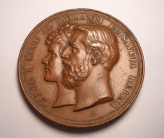 Medalie Regele Carol I si Regina Elisabeta - Manastirea Curtea de Arges 1886 foto