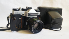 Aparat foto Zenit ET cu obiectiv Helios 44-2 2/58, etui piele foto