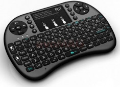 Tastatura mini RII RTMWK08P, wireless, iluminata, cu touchpad, pentru Smart TV, PC foto