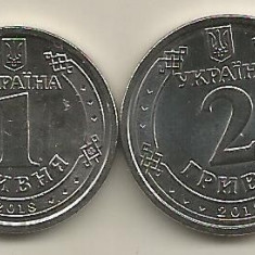 UCRAINA LOT 2 BUC : 1 HRIVNA 2018 + 2 HRIVNA 2018 [1] UNC , din fisic