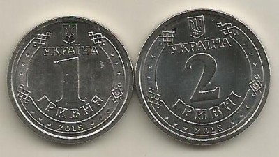 UCRAINA LOT 2 BUC : 1 HRIVNA 2018 + 2 HRIVNA 2018 [1] UNC , din fisic foto