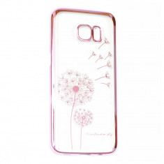 Husa Plastic Cu Pietricele, Flower Rhinestone, Cristale Swarovski, Samsung Galaxy S7, Roz foto