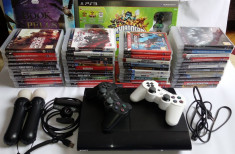 SET: CONSOLA Playstation 3, Kit complet Move, 48 jocuri impecabile, 2 joystick foto