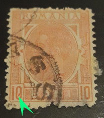 ROMANIA 1900 Carol I, 10 BANI SPIC DE GRAU, cerc interior ZERO varietate eroare foto