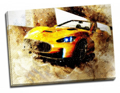 Tablou din aluminiu striat Yellow Supercar foto