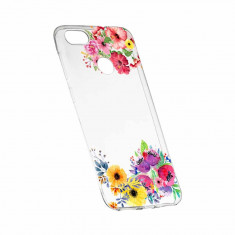 Husa Silicon, Transparent, Slim, Flower, Huawei Mate 9 foto