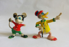 Lot 2 figurine Disney vechi, Mickey Mouse, Donald Duck, 5,5 cm foto